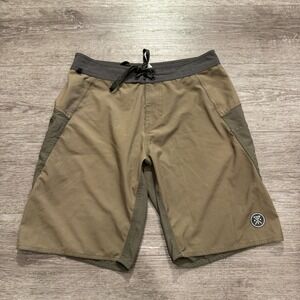 Roark Board Shorts Mens 28 Green Swim Trunks Pockets Drawstring Logo‎ Surf Adult